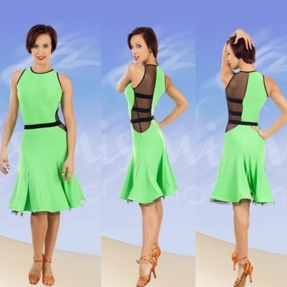 Green & Black Summer Dance Dress Ballroom or Latin